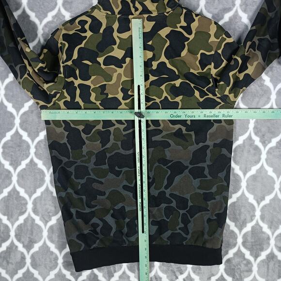 Adidas Hoodie Mens Medium Camo Green Black Trefoil Logo Pullover Sweatshirt - Picture 4 of 8